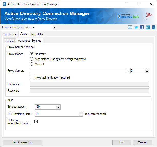 Azure Active Directory Connection Manager - Advanced Settings
